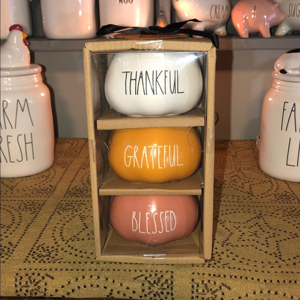 Rae Dunn THANKFUL GRATEFUL BLESSED Set of 3 Ramekin Bakers